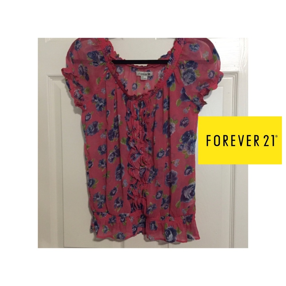 🦋Forever 21 preloved sheer floral blouse size :L